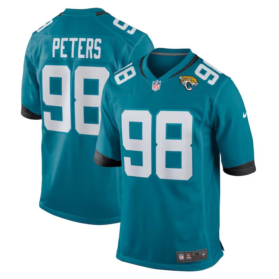 Men Jacksonville Jaguars 98 Corey Peters Nike Teal Home Game Player NFL Jersey